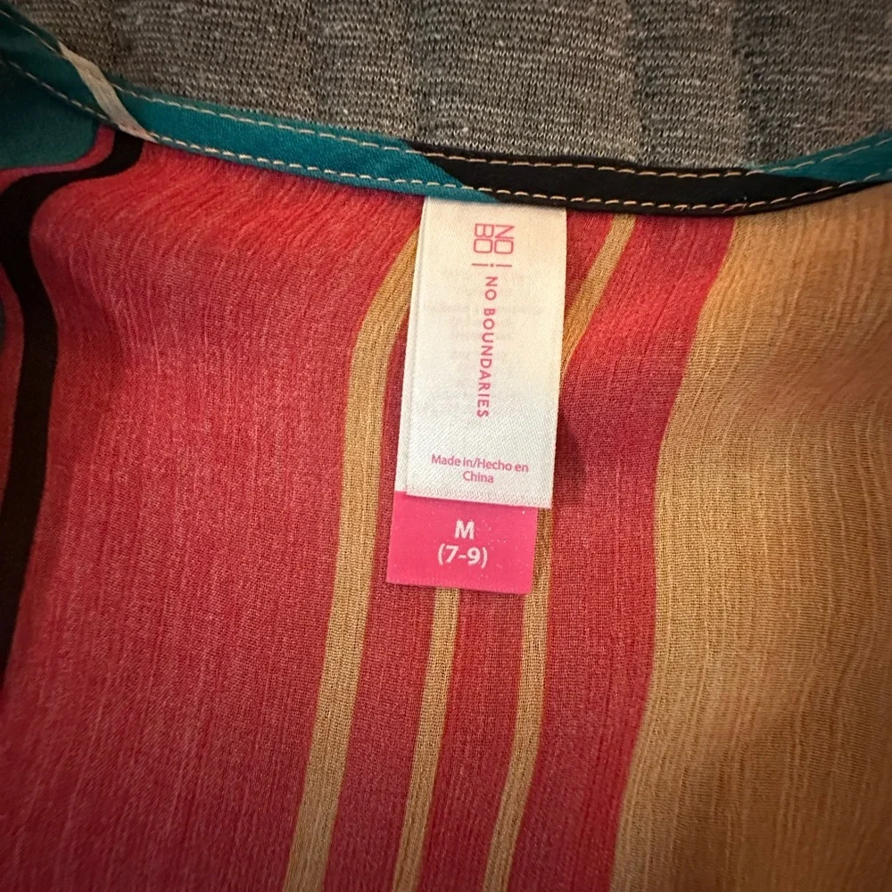 No Boundaries Multicolor Striped High-Low Kimono - Picture 5 of 5